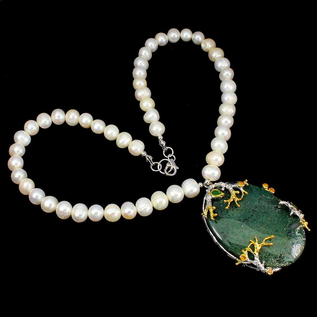 Mesmerizing Genuine Moss Agate Emerald Sapphire 450$